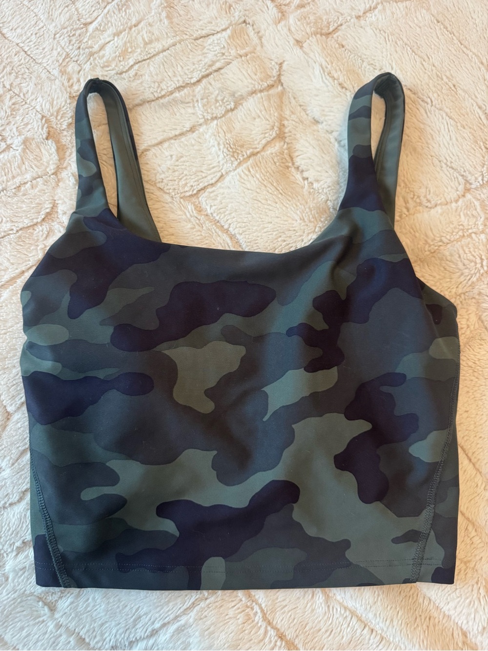 Old Navy Camouflage Square-Neck Crop Top - Olive & Black